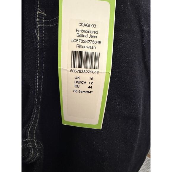 BNWT Ladies Long Tall Sally LTS Embroidered Belted Blue Jeans Size 12 W30 L34 - Picture 3 of 3